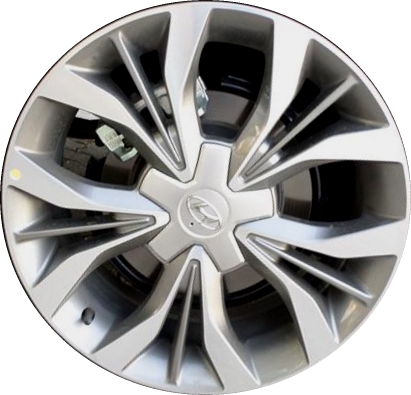 Hyundai Sonata 2015-2017 grey machined 18x7.5 aluminum wheels or rims. Hollander part number ALY70878, OEM part number 52910C1330.