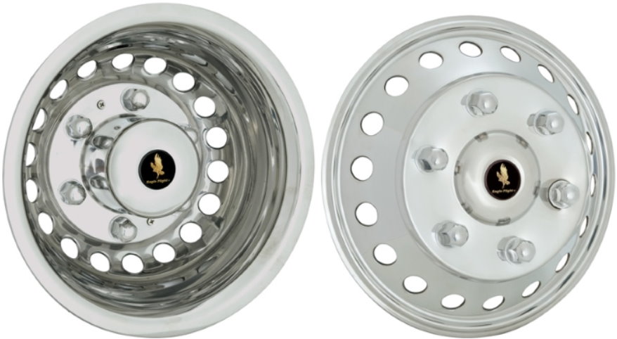 Mercedes-Benz Sprinter 3500 DRW 2011-2024, Mercedes-Benz Sprinter 4500 2019-2024, Stainless Steel Hubcaps, Wheel Covers, Simulators and Liners for 16 Inch Steel Wheels. Part Number JDS166-13.