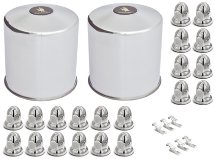 Set of 2, J225 Peterbilt 200, 300, 500 Series Rear Axle Caps