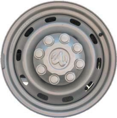 Dodge Ram 2500 2003-2013, Ram 3500 SRW 2003-2013, Ram Chassis Cab SRW 2003-2013 powder coat silver 17x7.5 steel wheels or rims. Hollander part number STL2312/2185, OEM part number Not Yet Known.