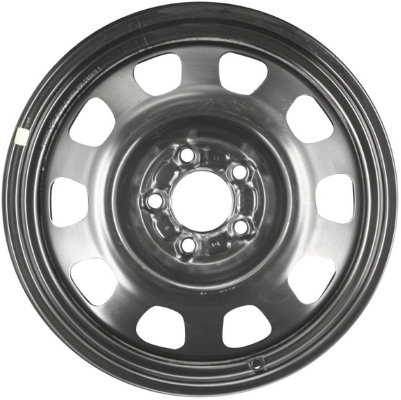 Dodge Caliber 2007-2012 powder coat black 17x6.5 steel wheels or rims. Hollander part number STL2288, OEM part number Not Yet Known.