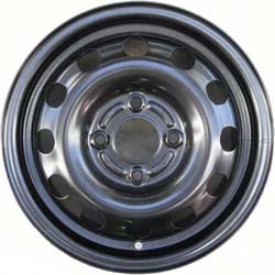 Ford Focus 2000-2007 powder coat black 14x5.5 steel wheels or rims. Hollander part number STL3365, OEM part number YS4Z1007HA.