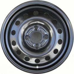 Ford Fiesta 2011-2013, Focus 2004-2011 powder coat black 15x6 steel wheels or rims. Hollander part number STL3534, OEM part number 8S4Z1007D.