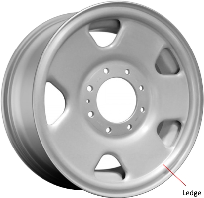 Ford F-250 2005-2010, F-350 SRW 2005-2010 powder coat silver 17x7.5 steel wheels or rims. Hollander part number STL3621U20, OEM part number 5C3Z1015JA.