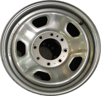 Ford F-250 2011-2025, F-350 SRW 2011-2025 powder coat silver 18x8 steel wheels or rims. Hollander part number STL3842, OEM part number BC3Z1015D.