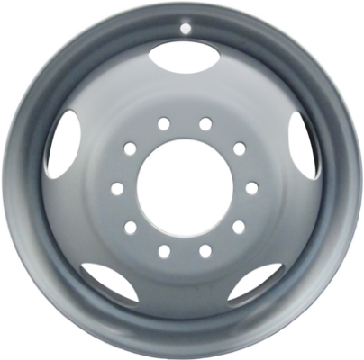 ChevroletC3500HD 1990-2000, 3500 Pickup DRW 1996-2003, C3500HD 1990-2000, 3500 Pickup DRW 1996-2003 powder coat silver 19.5x6 steel wheels or rims. Hollander part number STL8026/27775, OEM part number 15709025.
