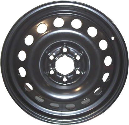 Buick Terraza 2006-2007, Uplander 2006-2009, Pontiac Montana 2006-2009, Saturn Relay 2006-2007 powder coat black 17x6.5 steel wheels or rims. Hollander part number STL8037, OEM part number 9596018.