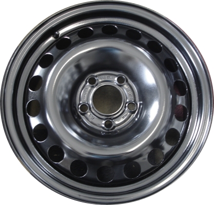 Chevrolet HHR 2006-2011, Malibu 2004-2008 powder coat black 16x6.5 steel wheels or rims. Hollander part number STL8055, OEM part number 9594785.