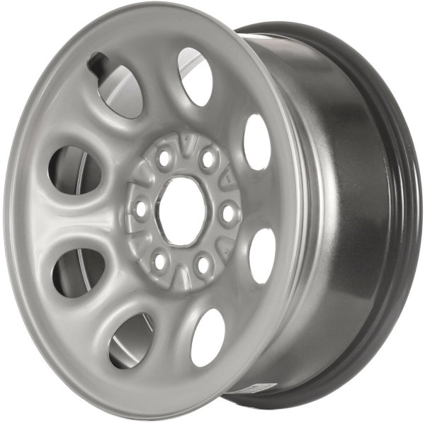 Chevrolet Avalanche 1500 2001-2013, Express 1500 2003-2014, Silverado 1500 1999-2013, Suburban 1500 2001-2014, Tahoe 2001-2014 powder coat silver 17x7.5 steel wheels or rims. Hollander part number STL8069, OEM part number 9595246.