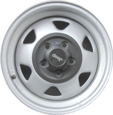 Jeep Cherokee 1988-2000, Comanche 1988-1992, Grand Cherokee 1993, Wagoneer 1988-1993, Wrangler 1988-2006 powder coat silver 15x7 steel wheels or rims. Hollander part number STL9029U20/905, OEM part number 5CF72L4A, 52003714, 52003309.