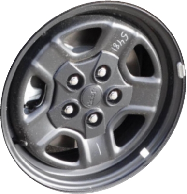 Jeep Patriot 2015-2017 powder coat black 16x6.5 steel wheels or rims. Hollander part number STL9077U45HH, OEM part number YX87RXFAA.