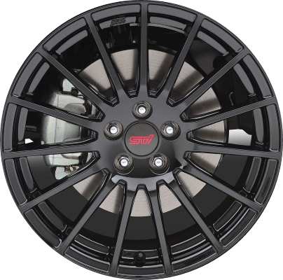 Subaru Crosstrek 2016 powder coat black 17x7 aluminum wheels or rims. Hollander part number ALY68837, OEM part number B3110FJ030.