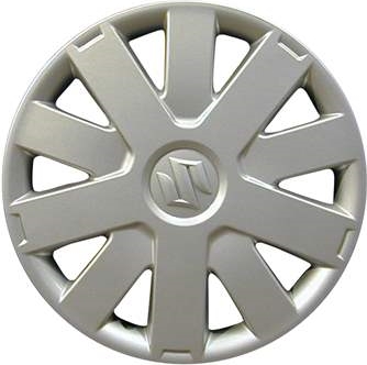 Suzuki Aerio 2005-2007, Plastic 10 Spoke, Single Hubcap or Wheel Cover For 14 Inch Steel Wheels. Hollander Part Number H64515.