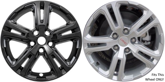 GMC Terrain 2018-2024 Black, 5 Double Spoke, Plastic Hubcaps, Wheel Covers, Wheel Skins, Imposters. ONLY Fits 17 Inch Alloy Wheel Pictured. Part Number IMP-417BLK.