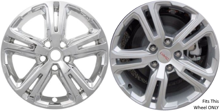 GMC Terrain 2018-2023 Chrome, 5 Double Spoke, Plastic Hubcaps, Wheel Covers, Wheel Skins, Imposters. ONLY Fits 17 Inch Alloy Wheel Pictured. Part Number IMP-417X.