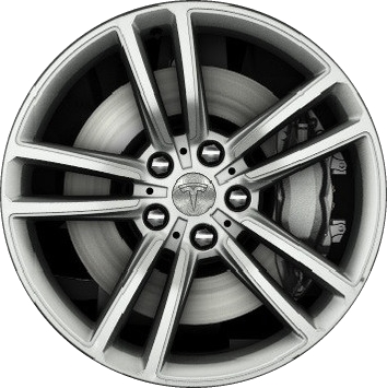 Tesla Model S 2012-2015 silver machined 19x8 aluminum wheels or rims. Hollander part number ALY97200, OEM part number Not Yet Known.