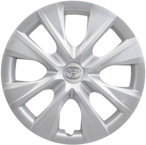 Toyota Corolla 2014-2019, Plastic 8 Spoke, Single Hubcap or Wheel Cover For 15 Inch Steel Wheels. Hollander Part Number H61171.
