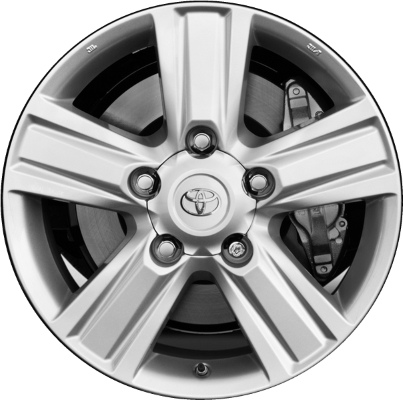 Toyota Land Cruiser 2013-2015 powder coat silver 18x8 aluminum wheels or rims. Hollander part number ALY69618, OEM part number 4261160A50.