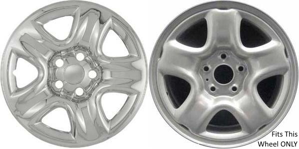 Toyota RAV4 2001-2005 Chrome, 5 Spoke, Plastic Hubcaps, Wheel Covers, Wheel Skins, Imposters. ONLY Fits 16 Inch Steel Wheel Pictured. Part Number IMP-42X/6975PC.