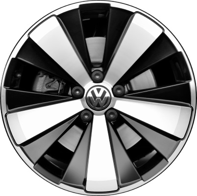 Volkswagen Beetle 2012-2019 black machined 18x8 aluminum wheels or rims. Hollander part number ALY69930, OEM part number 5C0601025JAX1.