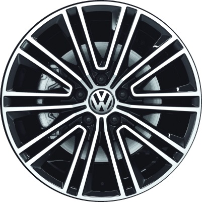 Volkswagen EOS 2012-2016 black machined 18x8 aluminum wheels or rims. Hollander part number ALY69974, OEM part number 3AA601025LAX1.