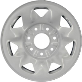 Ford F-150 2000-2004, F-250 1997-1999 powder coat silver 16x7 steel wheels or rims. Hollander part number STL3284A, OEM part number XL3Z1015FA, F75Z1015AA, F75Z1015BA, XL321007AA.