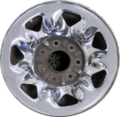 Ford F-150 2000-2004, F-250 1997-1999 chrome clad 16x7 steel wheels or rims. Hollander part number STL3284B, OEM part number XL3Z1015EA, F75Z1015AA, F75Z1015BA.