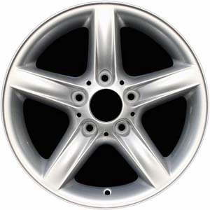 BMW 320i 2001-2005, 323i 1999-2000, 325i 2001-2006, 328i 1999-2000, 330i 2001-2006 powder coat silver 16x7 aluminum wheels or rims. Hollander part number 59288, OEM part number 36111094505.