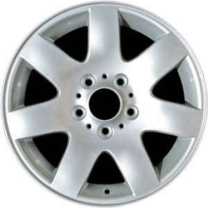 BMW 320i 2001-2005, 323i 1999-2000, 325i 2001-2006, 328i 1999-2000, 330i 2001-2006 powder coat silver 16x7 aluminum wheels or rims. Hollander part number 59289, OEM part number 36111094498.