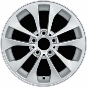 BMW 320i 2001-2005, 323i 2000, 325i 2001-2006, 330i 2001-2006 powder coat silver 17x7 aluminum wheels or rims. Hollander part number 59385, OEM part number 36116757042.