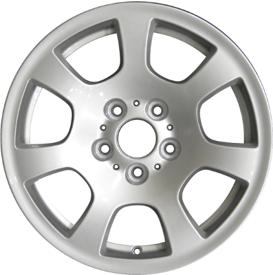 BMW 525i 2004-2007, 530i 2004-2007, 545i 2004-2005 powder coat silver 16x7 aluminum wheels or rims. Hollander part number 59469, OEM part number 36116762000.