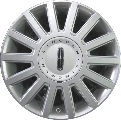 Lincoln Town Car 2003-2005 powder coat silver 17x7 aluminum wheels or rims. Hollander part number ALY3504U20, OEM part number 3W1Z1007AA.