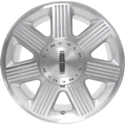 Lincoln Mark LT 2006-2008, Navigator 2003-2006 silver machined 18x7.5 aluminum wheels or rims. Hollander part number 3519U20, OEM part number 5L7Z1007BA, 2L7Z1007AC.