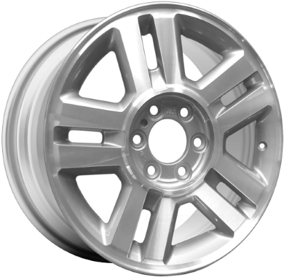 Ford F-150 2004-2008 silver machined 18x7.5 aluminum wheels or rims. Hollander part number ALY3559U20.LS14, OEM part number 4L3Z1007DA.