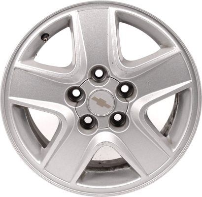 Chevrolet Malibu 2004-2006 powder coat silver 15x6.5 aluminum wheels or rims. Hollander part number ALY5173, OEM part number 9594224.