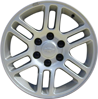 Chevrolet Colorado 2005-2012, GMC Canyon 2007-2012 powder coat silver 18x8 aluminum wheels or rims. Hollander part number 5228U20, OEM part number 9597156.