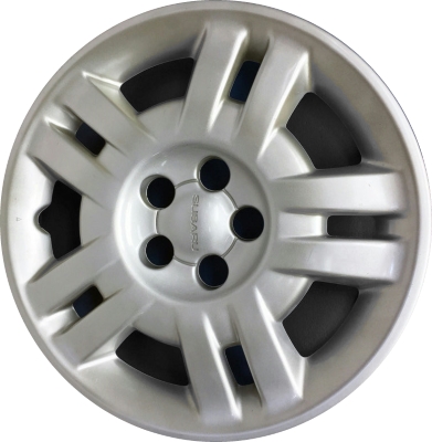 Subaru Impreza 2002-2005, Plastic 5 Double Spoke, Single Hubcap or Wheel Cover For 15 Inch Steel Wheels. Hollander Part Number H60538.