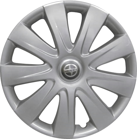 Scion xA 2004-2005, Scion xB 2004-2005, Plastic 9 Spoke, Single Hubcap or Wheel Cover For 15 Inch Steel Wheels. Hollander Part Number H61130A.