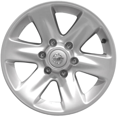 Nissan Pathfinder 2002-2004 powder coat silver 17x8 aluminum wheels or rims. Hollander part number ALY62410U20/62403, OEM part number 403005W527, 403005W527, 403005W525.