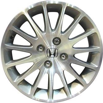 Honda Civic 2003-2005 silver machined 15x6 aluminum wheels or rims. Hollander part number ALY63874, OEM part number 42700S5AA91.