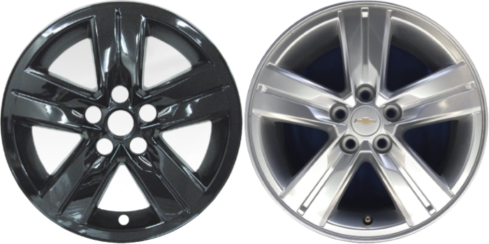 Chevrolet Trax 2013-2022 Black, 5 Spoke, Plastic Hubcaps, Wheel Covers, Wheel Skins, Imposters. Fits 16 Inch Alloy Wheel Pictured to Right. Part Number IMP-437BLK/6600GB.