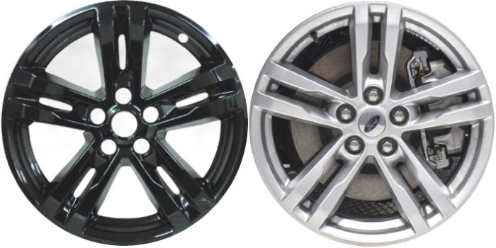 Ford Explorer 2020-2024 Black, 5 Double Spoke, Plastic Hubcaps, Wheel Covers, Wheel Skins, Imposters. Fits 18 Inch Alloy Wheel Pictured to Right. Part Number IMP-449BLK/8202GB.