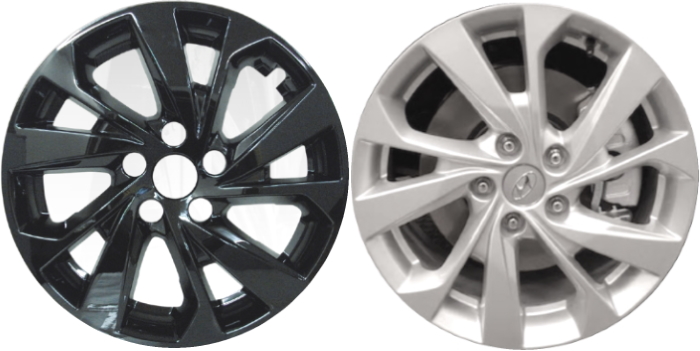 Hyundai Tucson 2019-2021 Black, 10 Spoke, Plastic Hubcaps, Wheel Covers, Wheel Skins, Imposters. Fits 17 Inch Alloy Wheel Pictured to Right. Part Number IMP-7709GB.