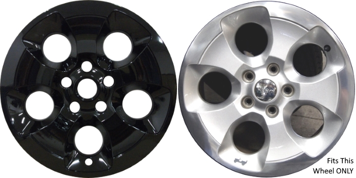 Jeep Wrangler 2013-2017, Jeep Wrangler JK 2018 Black, 5 Spoke, Plastic Hubcaps, Wheel Covers, Wheel Skins, Imposters. ONLY Fits 18 Inch Alloy Wheel Pictured. Part Number IMP-421BLK.