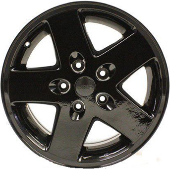 Jeep Wrangler 2007-2017 powder coat black 17x7.5 aluminum wheels or rims. Hollander part number ALY9074U45HH, OEM part number Not Yet Known.